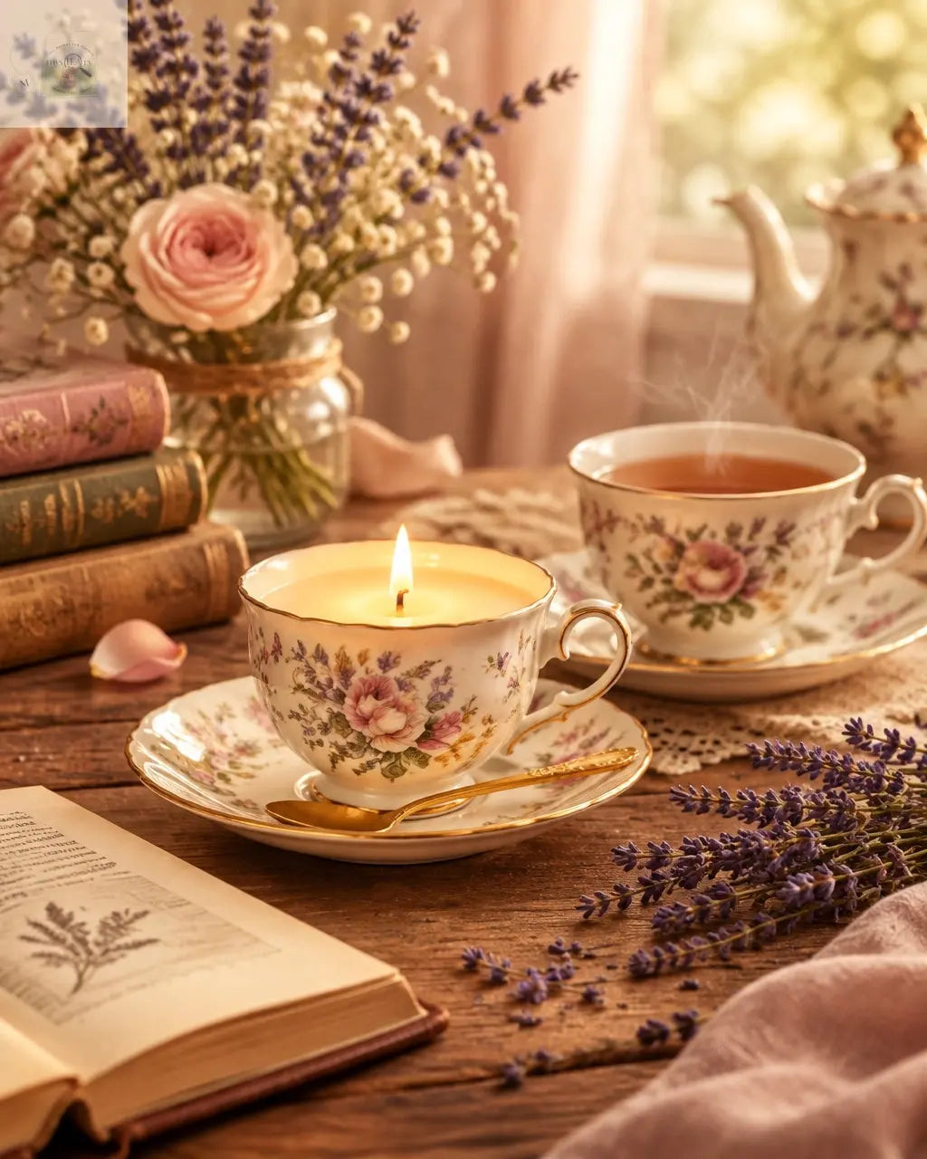 Glowing teacup candle