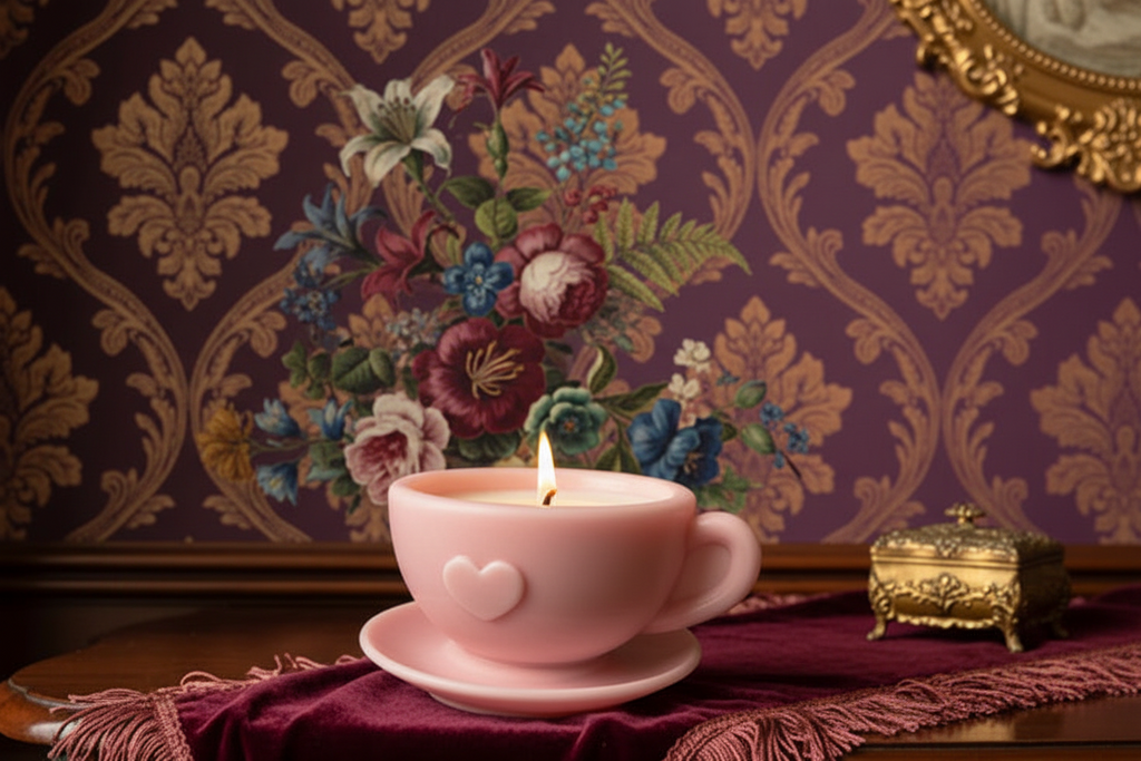 1- Piece Beeswax & Soya Candle: Cup and Saucer (Vanilla, Rose or Lavender)