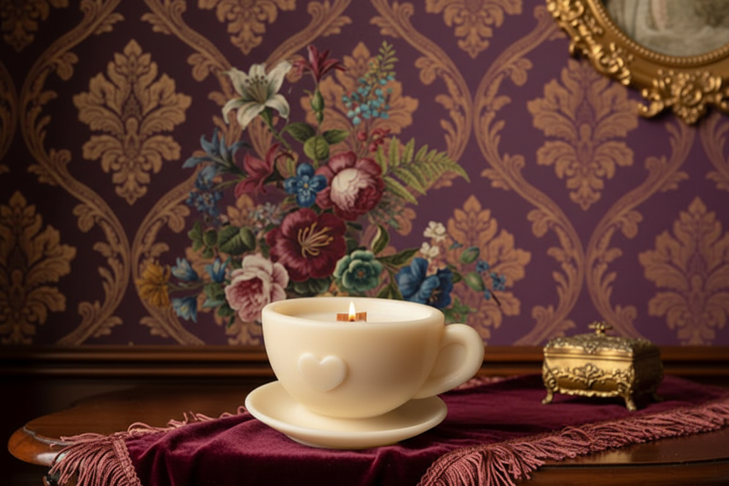 1- Piece Beeswax & Soya Candle: Cup and Saucer (Vanilla, Rose or Lavender)