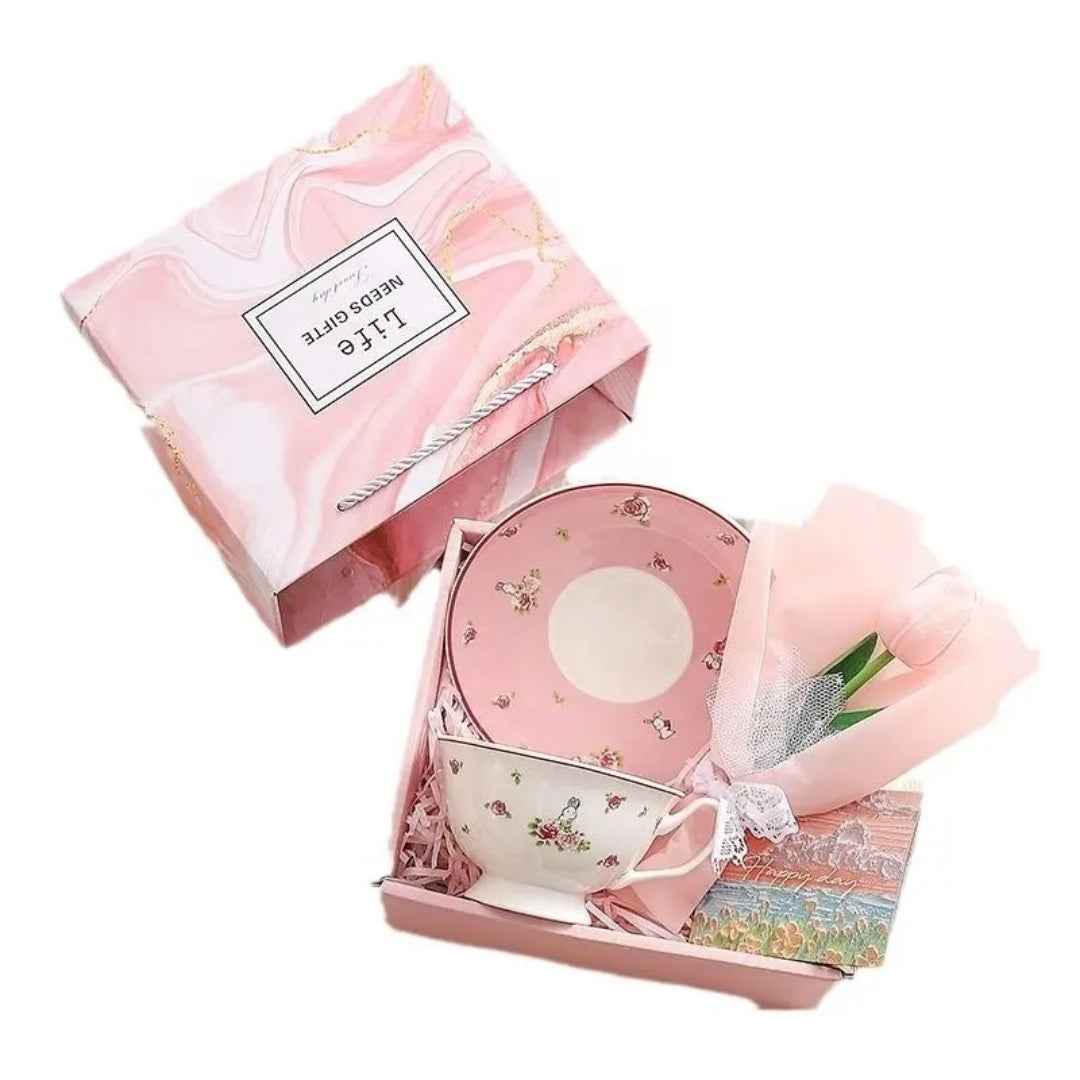 Rose Floral Tea Cup & Saucer Gift Set