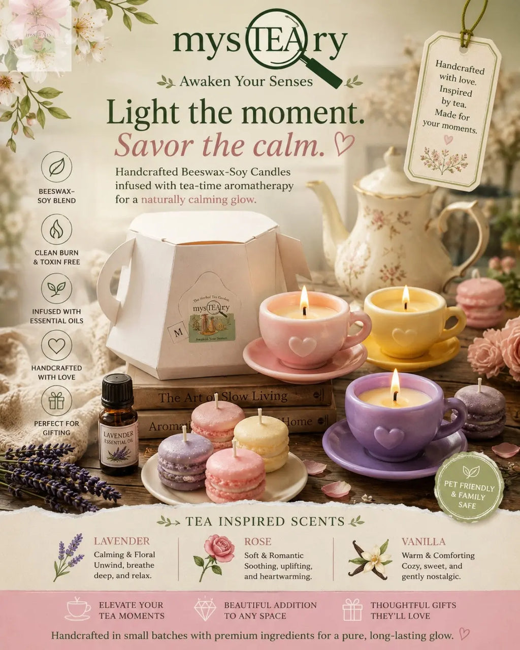 Soy Candle Luxury Teapot Gift Box mysTEAry