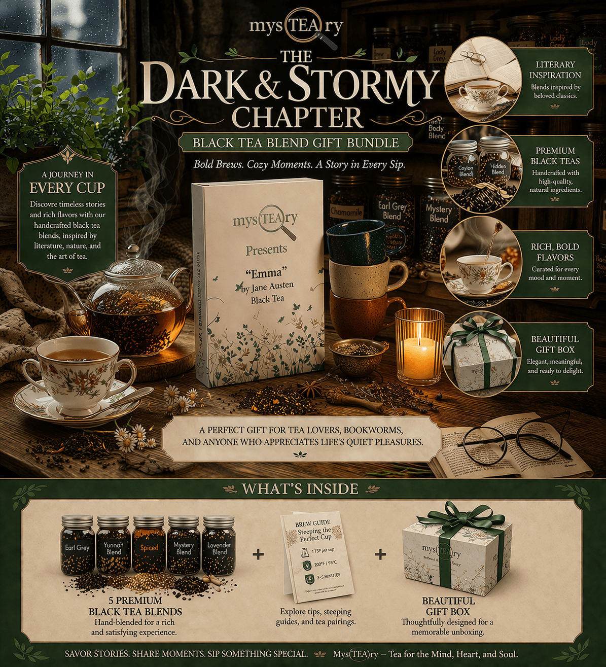 Black Tea Bundle "The Dark & Stormy Chapter" — Five bold black teas for the classically inclined