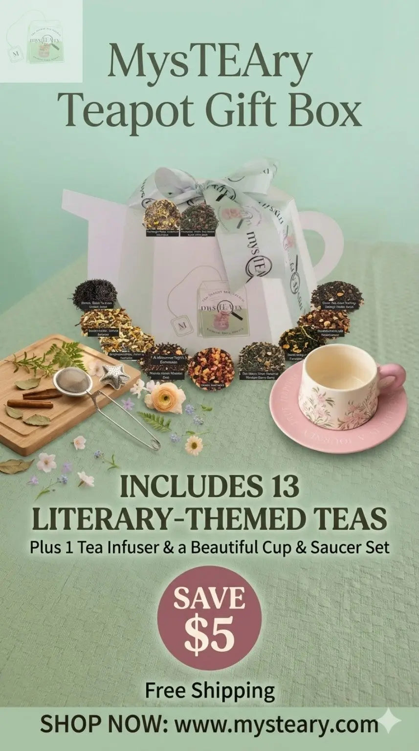 MysTEAry Teapot Gift Box 2: 13 Teas, 1 Infuser & Teacup & Saucer Set mysTEAry