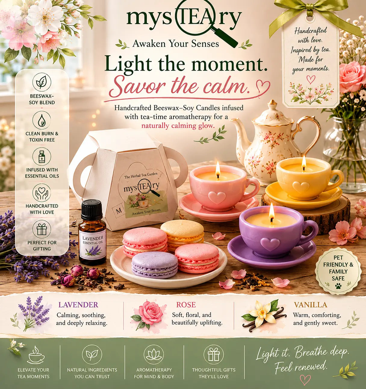 Beeswax-Soy Candle Teapot Gift Box mysTEAry