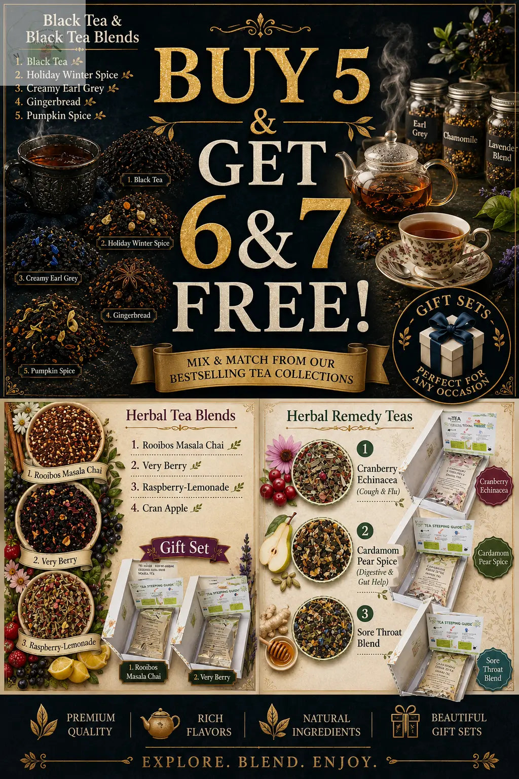 Spill the Tea, "BUY 5 & GET 6 & 7 FREE!" mysTEAry